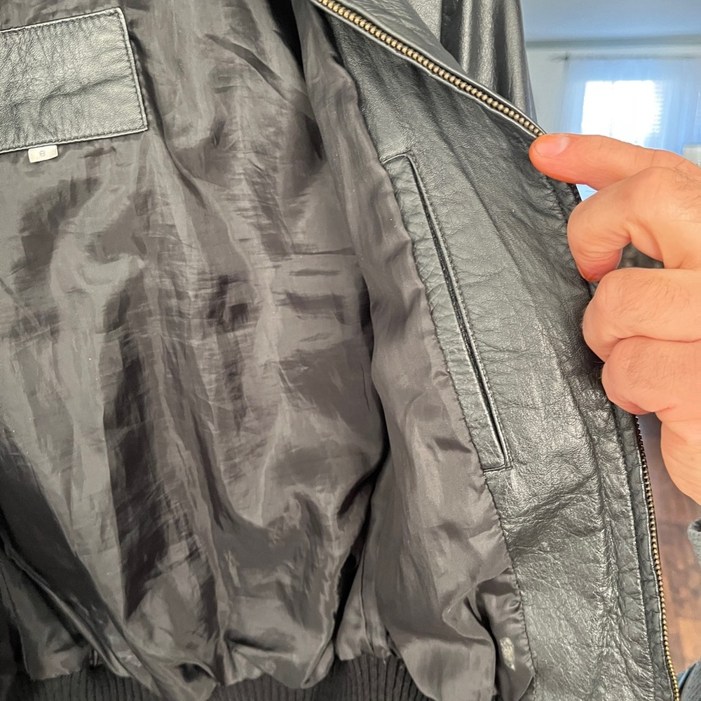 Unknown brand leather jacket with hood